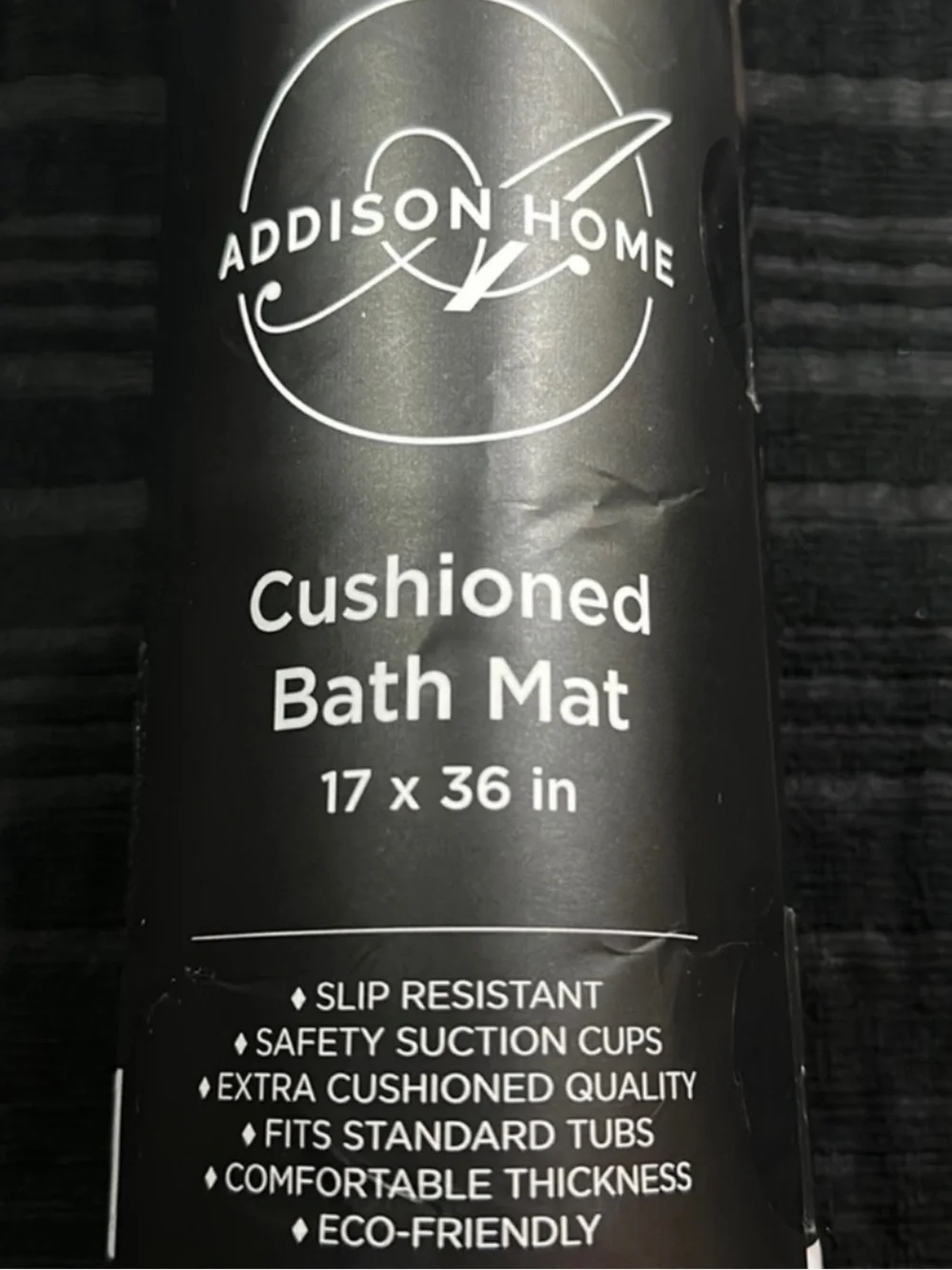 Addison Home Gray Cushioned Non Slip Bath Mat~17×36~New!
